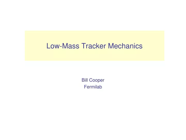 low mass tracker mechanics