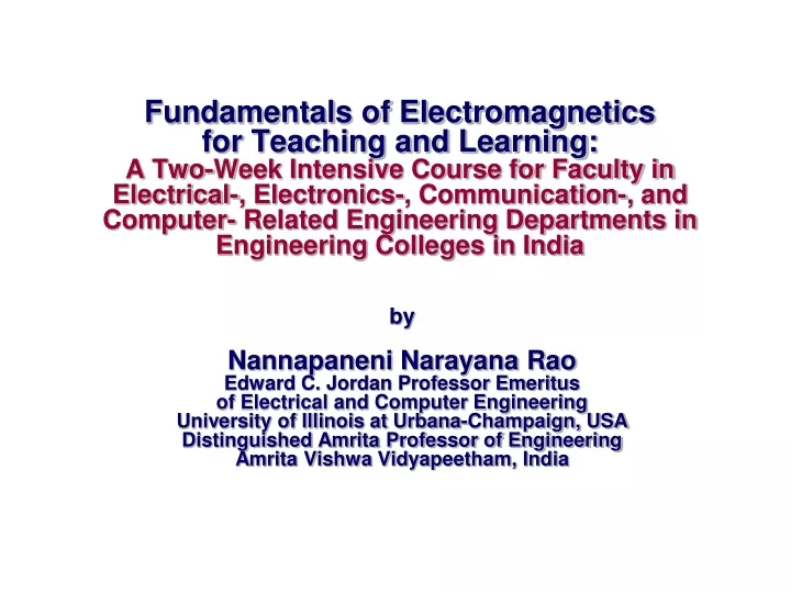 fundamentals of electromagnetics for teaching