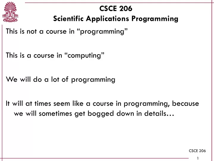 csce 206 scientific applications programming