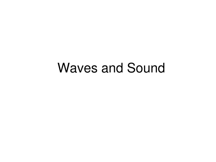 waves and sound