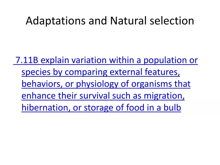 adaptations and natural selection