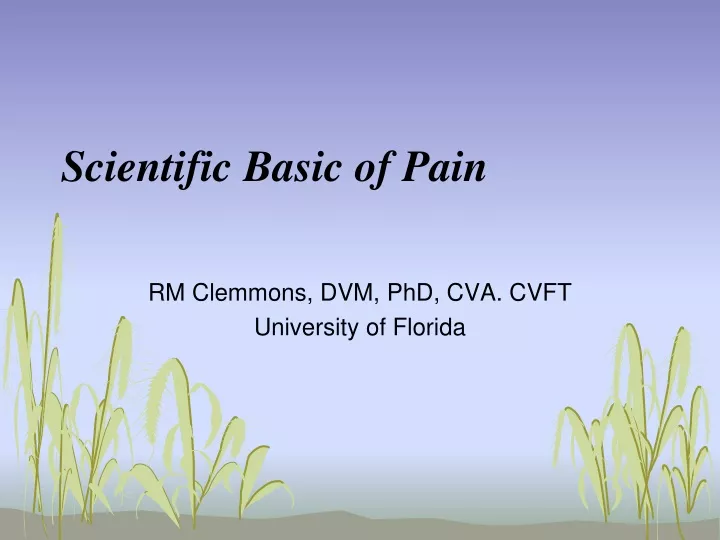 scientific basic of pain