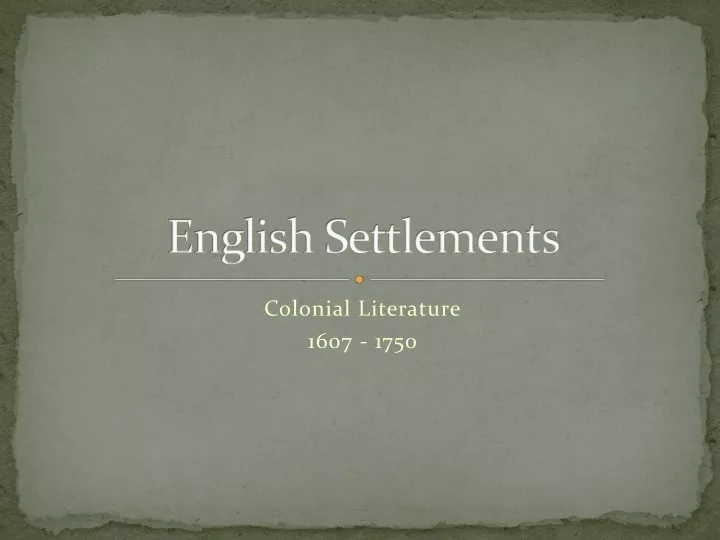 english settlements