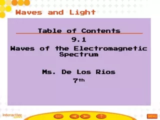 Table of Contents 9.1 Waves of the Electromagnetic Spectrum Ms. De Los Rios 7 th
