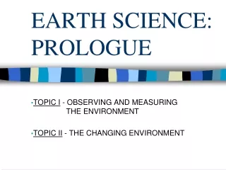 EARTH SCIENCE:  PROLOGUE