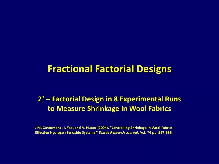 fractional factorial designs