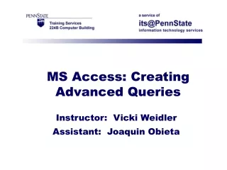 MS Access: Creating Advanced Queries