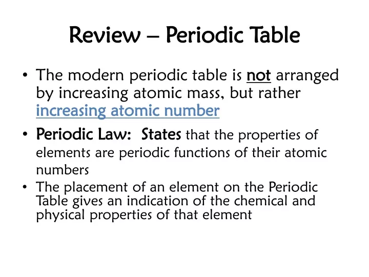 review periodic table