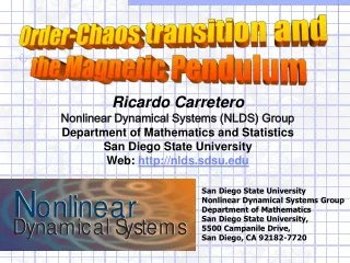 San Diego State University Nonlinear Dynamical Systems Group Department of Mathematics