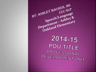 2014-15 PDU Title Professional Development Unit