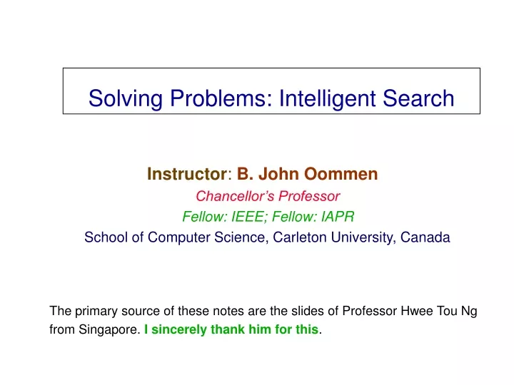 solving problems intelligent search