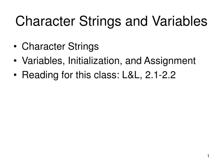 character strings and variables