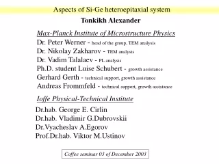 Aspects of Si-Ge heteroepitaxial system