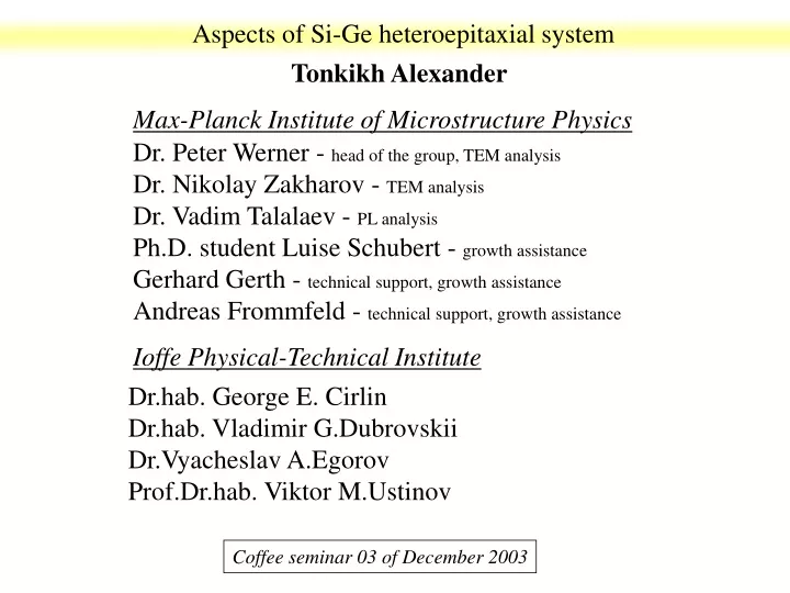 aspects of si ge heteroepitaxial system