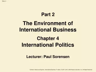International Politics Lecturer: Paul Sorensen