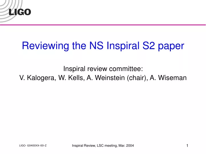 reviewing the ns inspiral s2 paper inspiral