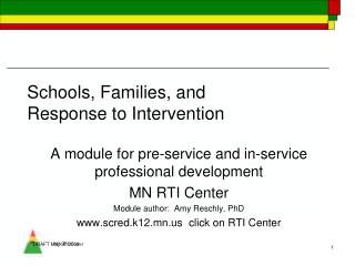 Schools, Families, and  Response to Intervention
