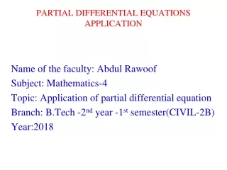 PARTIAL DIFFERENTIAL EQUATIONS APPLICATION