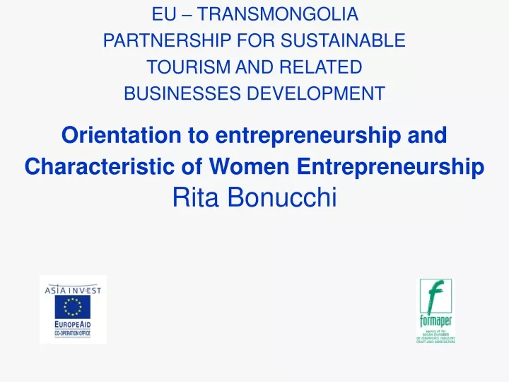 orientation to entrepreneurship and characteristic of women entrepreneurship rita bonucchi