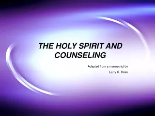 THE HOLY SPIRIT AND COUNSELING