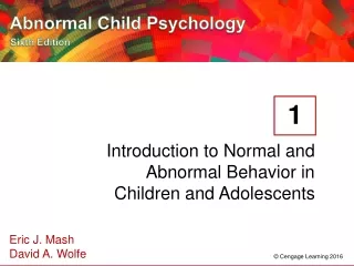 Introduction to Normal and Abnormal Behavior in                       Children and Adolescents