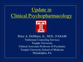 Update in  Clinical Psychopharmacology