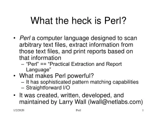 What the heck is Perl?