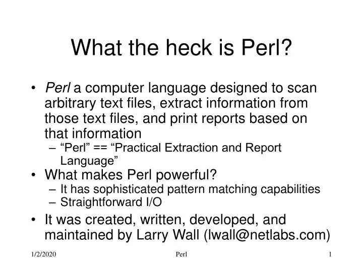 what the heck is perl