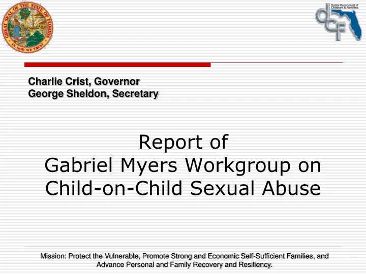 report of gabriel myers workgroup on child on child sexual abuse