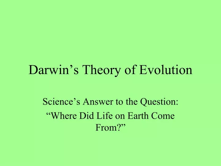 darwin s theory of evolution