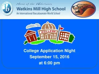 College Application Night September 15, 2016  at 6:00 pm