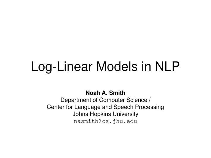 log linear models in nlp