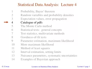 Statistical Data Analysis:  Lecture 4