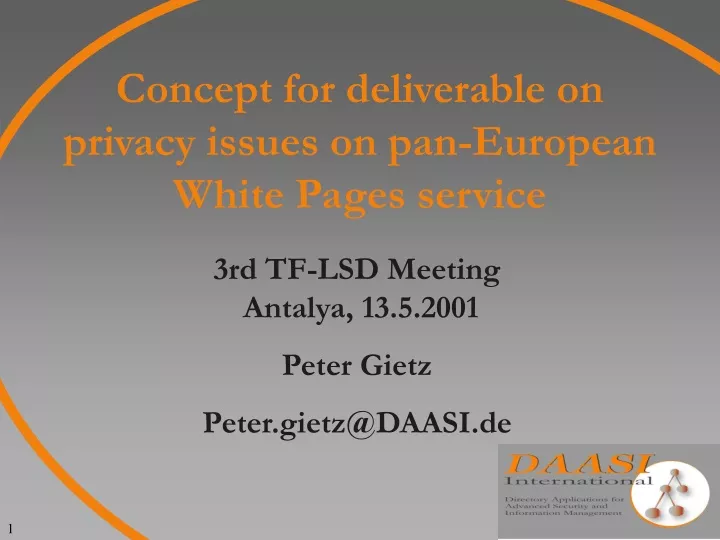 concept for deliverable on privacy issues on pan european white pages service
