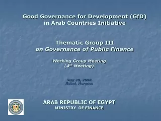 Working Group Meeting (4 th  Meeting) May 20, 2008 Rabat, Morocco