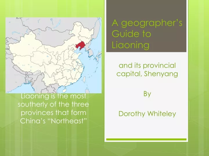 a geographer s guide to liaoning