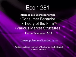 Econ 281 Intermediate Microeconomics