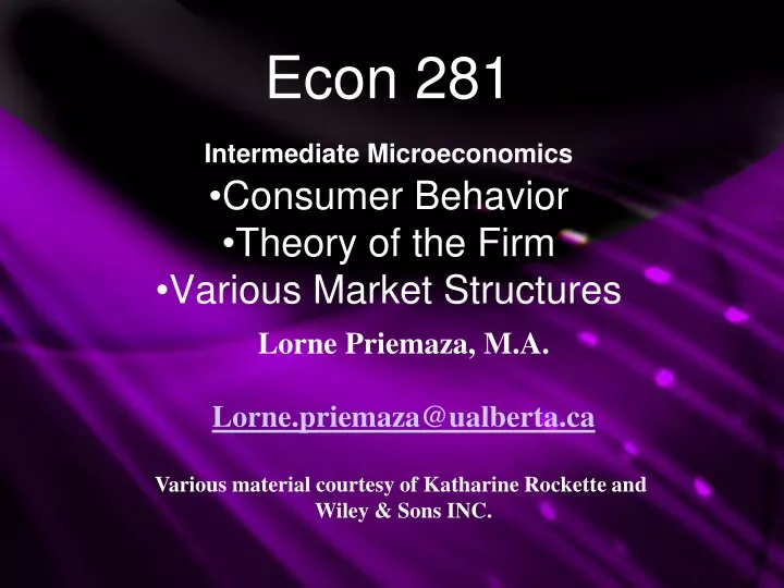econ 281 intermediate microeconomics