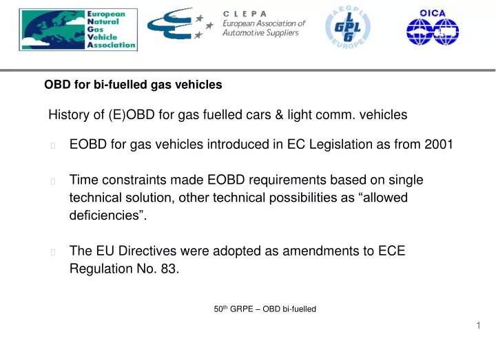 history of e obd for gas fuelled cars light comm vehicles