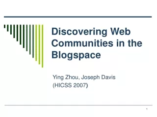 Discovering Web Communities in the Blogspace