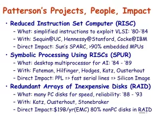Patterson’s Projects, People, Impact
