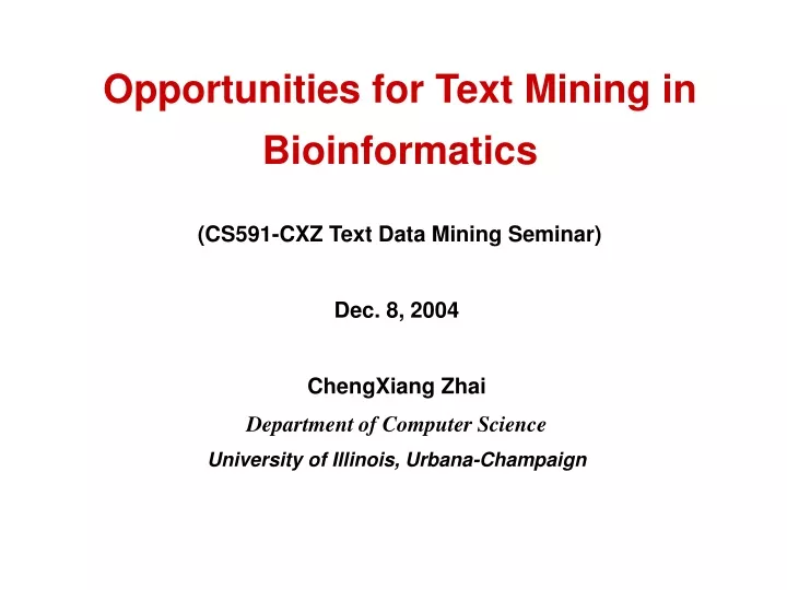 opportunities for text mining in bioinformatics