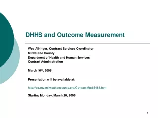 DHHS and Outcome Measurement