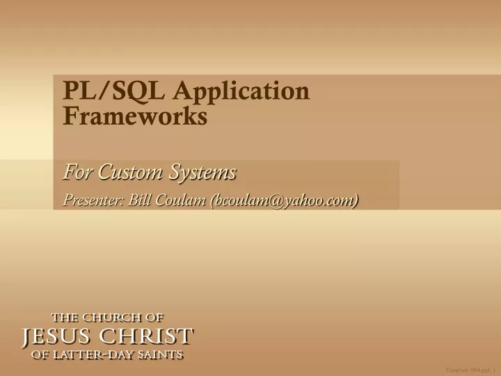 pl sql application frameworks