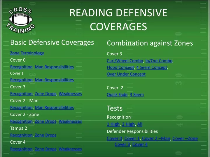reading defensive coverages