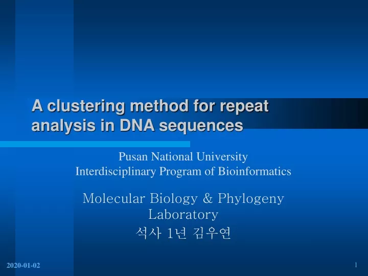a clustering method for repeat analysis in dna sequences