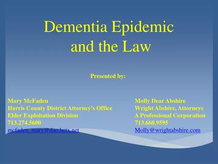 dementia epidemic and the law