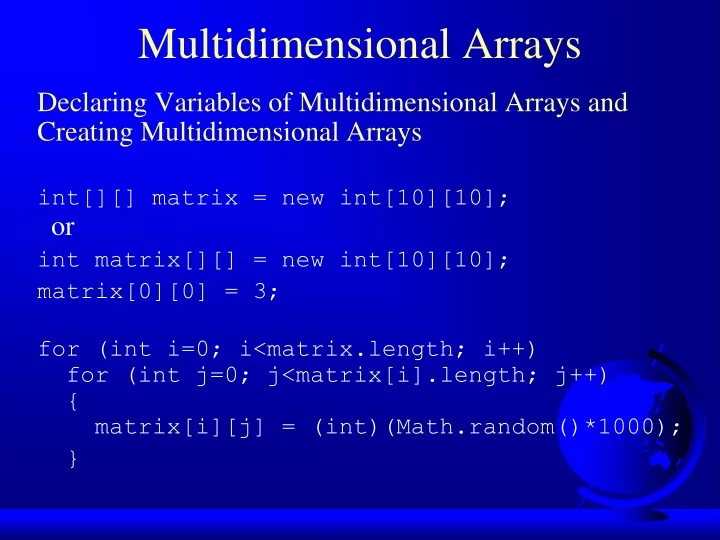 multidimensional arrays