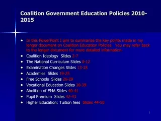 Coalition Government Education Policies 2010-2015
