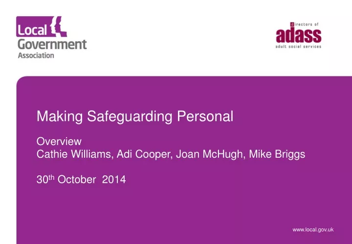 making safeguarding personal overview cathie